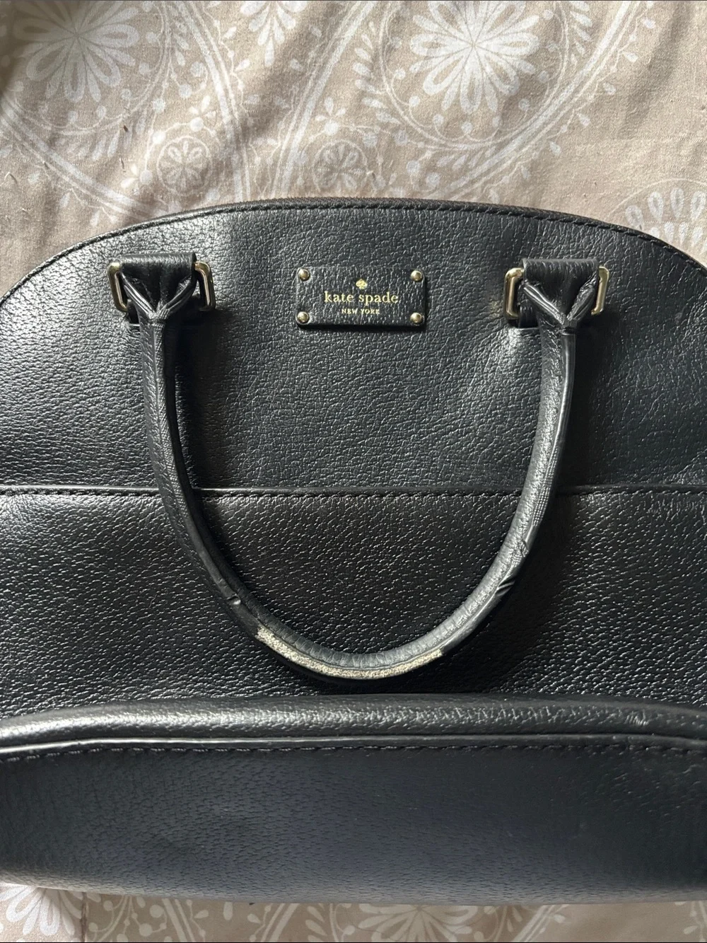 kate spade Black Pebbled Leather Satchel with Gold Hardware